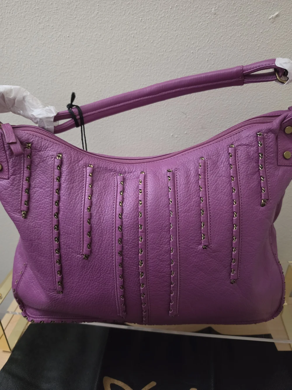 Sharif Purple Leather Hobo Bag